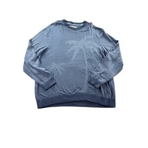 Tommy Bahama Palma Striped Crew Neck Sweater Mens Size Large Monaco Blue